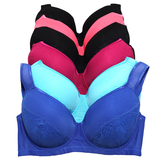 Angelina Wired, Padded Extended Size Bras with Cushioned Straps (6-Pack), #B221D