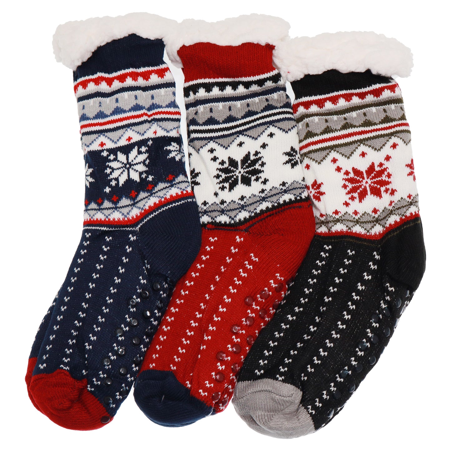 Angelina Winter-Weight Sherpa-Lined Knitted Thermal Crew Socks (3-Pairs), #WF1911