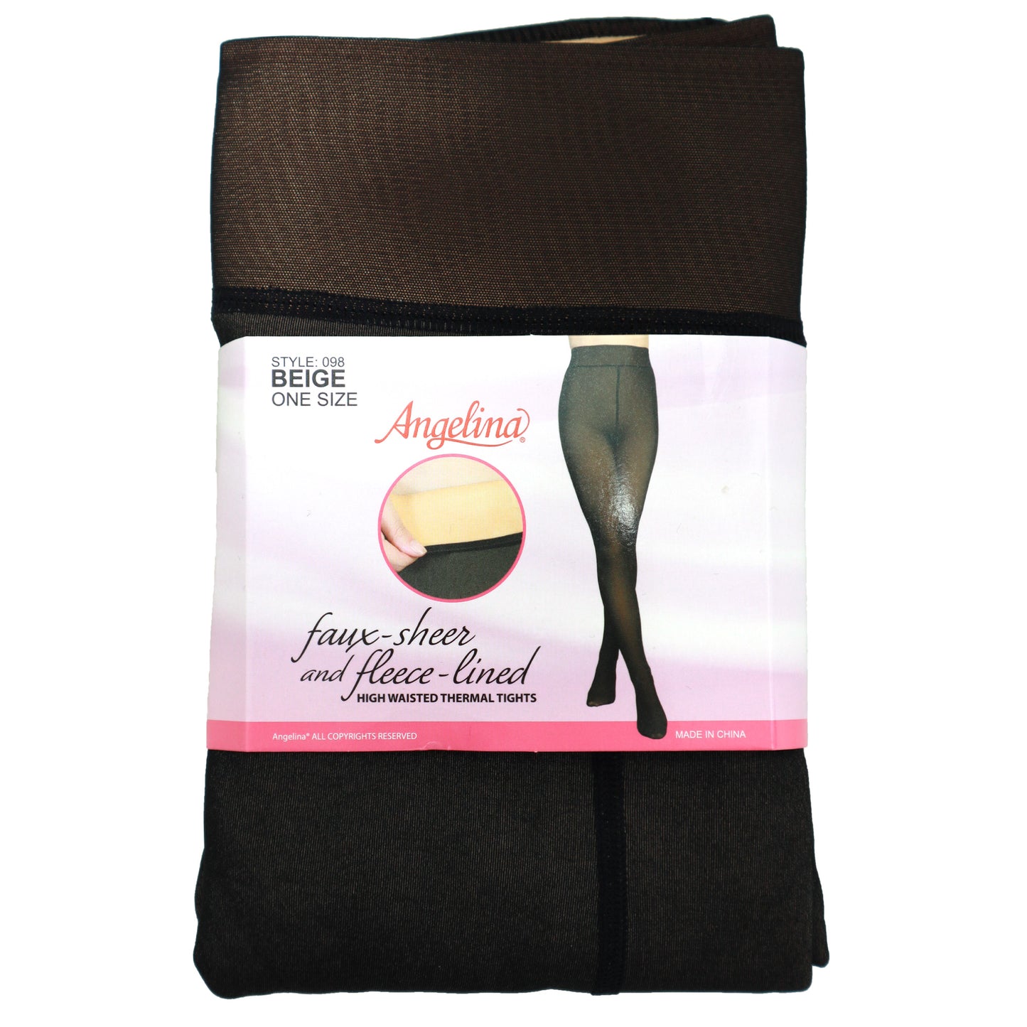 Faux Sheer and Fleece Lined High-Waisted Thermal Tights (6-Pack), #098