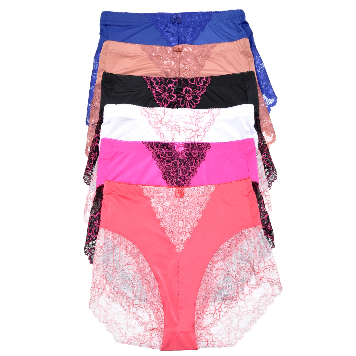 Angelina High Waist Light Control Briefs with Lace Accent Detail (6-Pack)