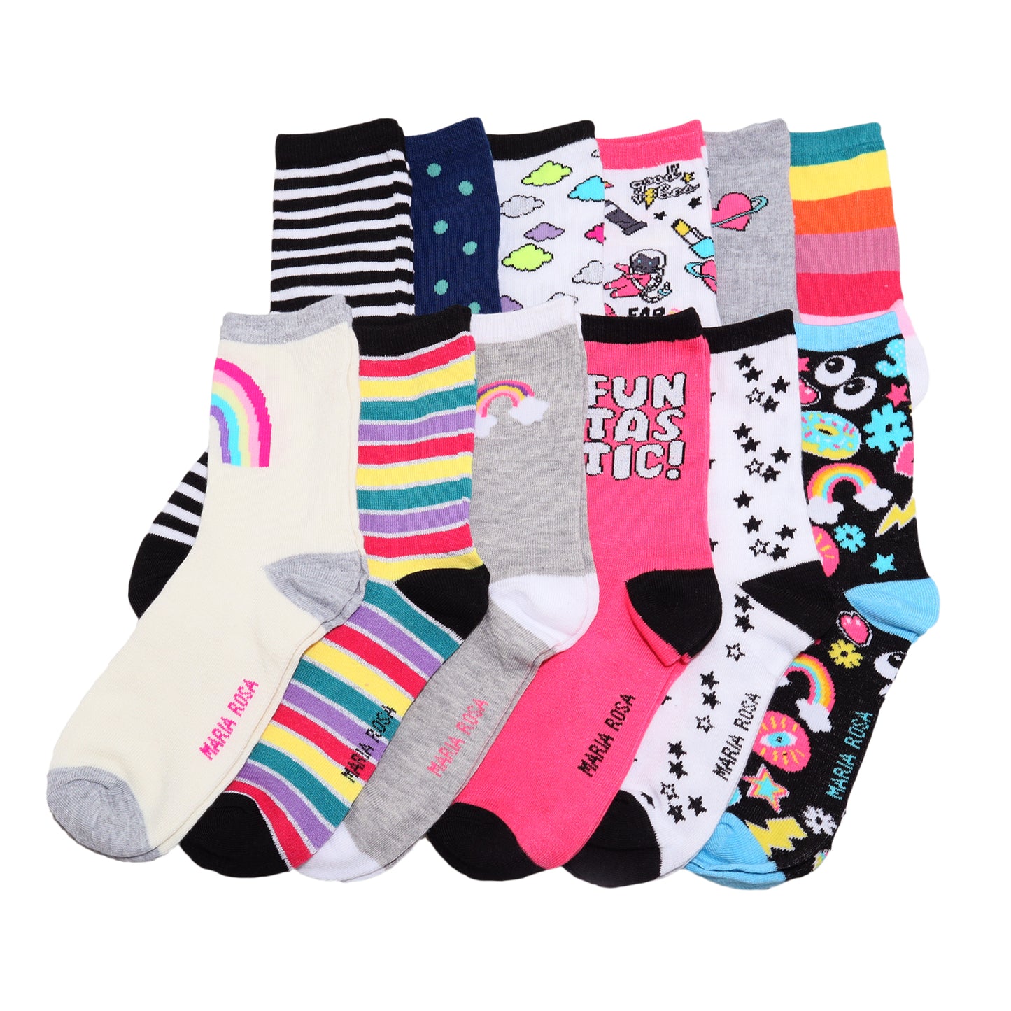 Maria Rosa Kid's Novelty Crew Socks (12-Pairs), #357