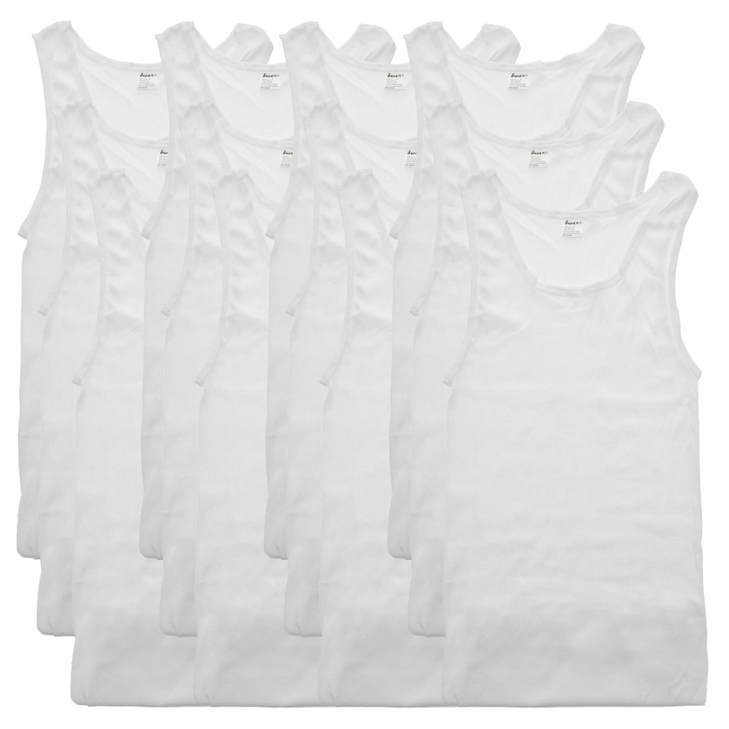 Swan White Ribbed Basic A-Shirts Tank Top (12-Pack), #5201