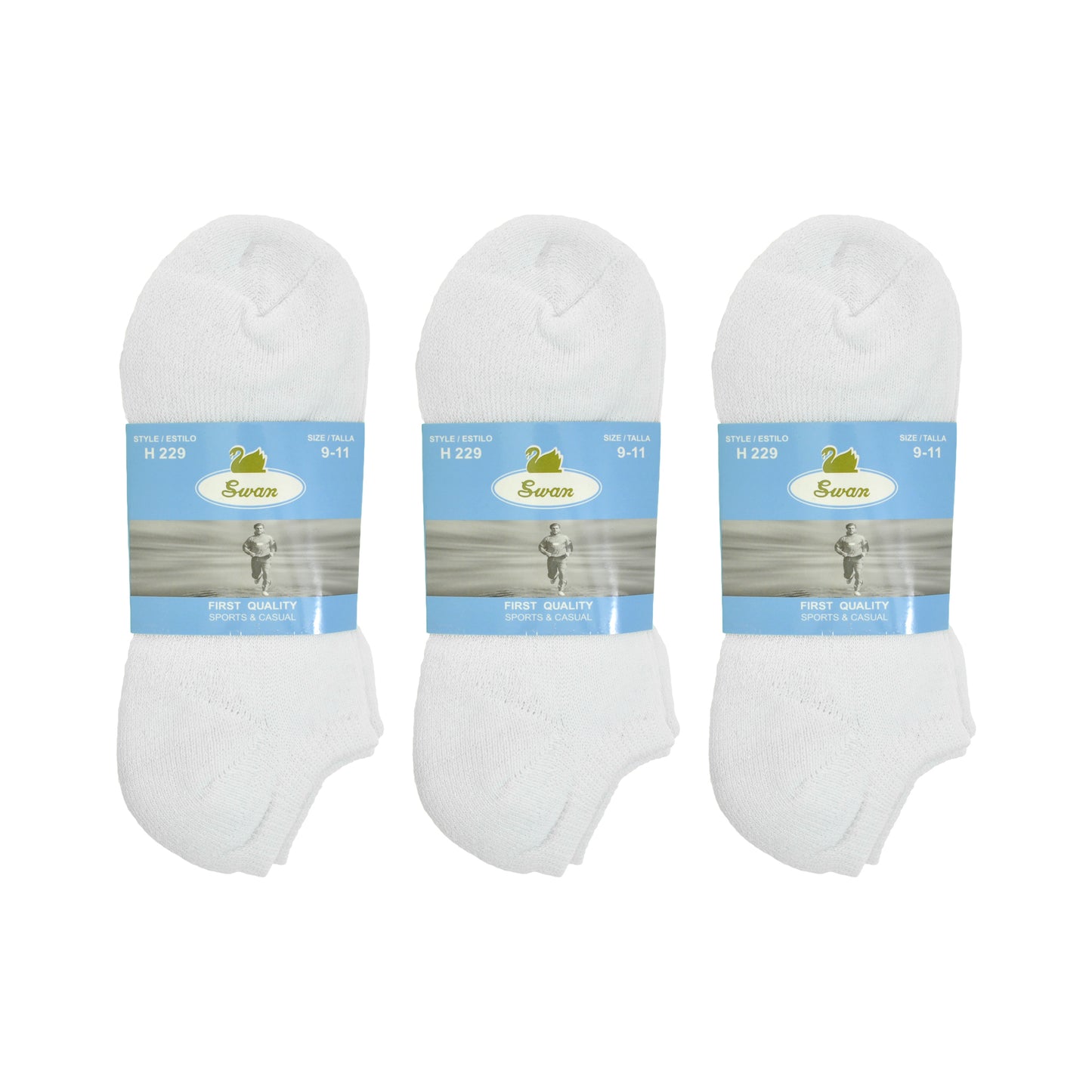 Swan Unisex No-Show Socks (12-Pairs), #H229