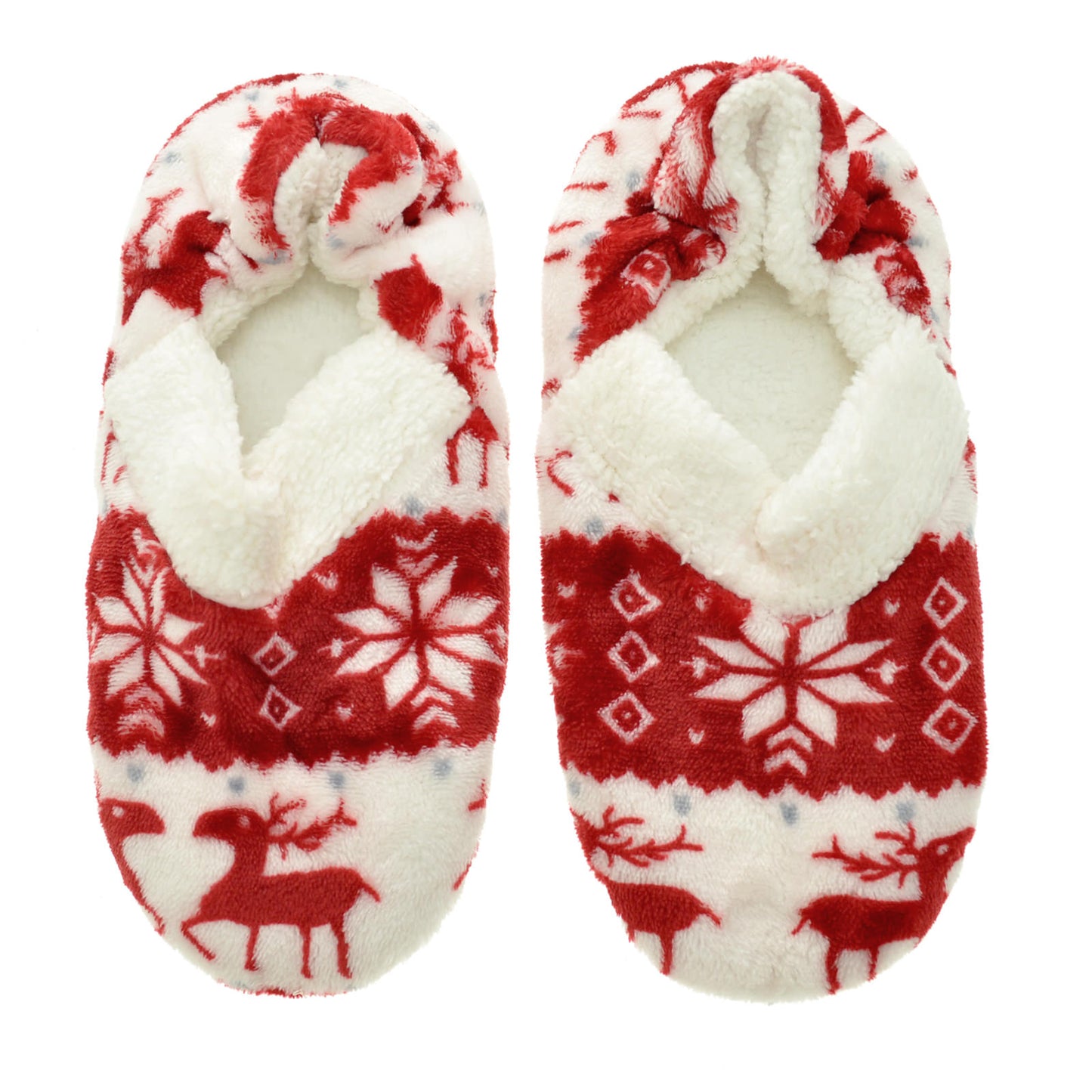 Angelina Snuggly Slip-Resistant Christmas Deer Slipper Socks (12-Pack), #WF1134