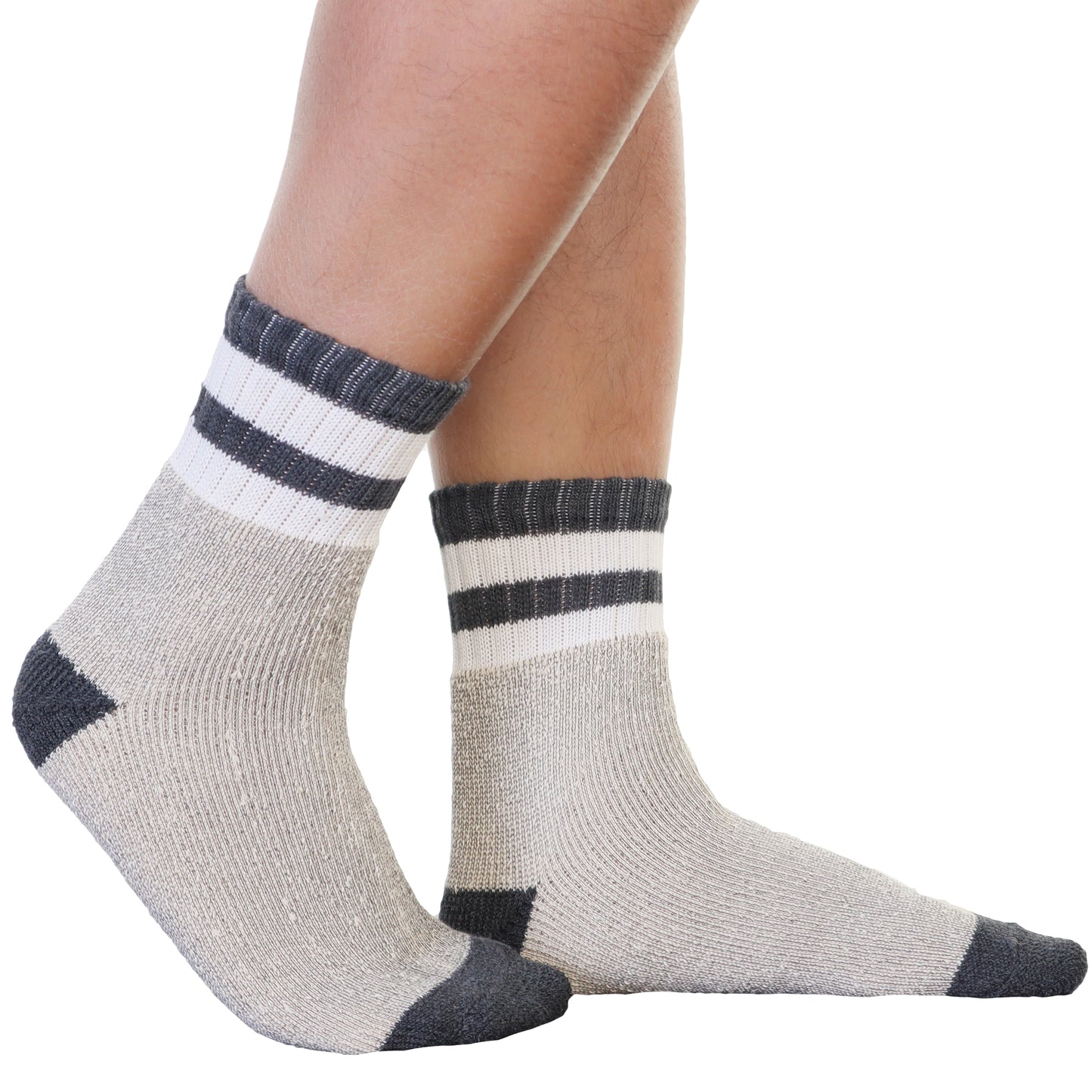 Angelina Unisex Quarter Socks with Striped Pattern Cuff (3-Pairs), #2563