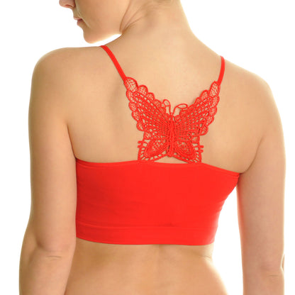 Angelina Seamless Racerback Bralettes with Butterfly Applique Design (12-Pack), #SE1026