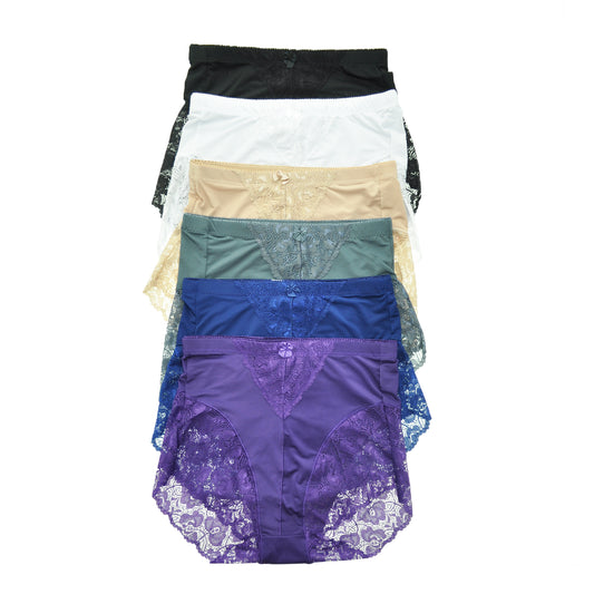 Angelina High Waist Light Control Briefs with Lace Accent Detail (6-Pack), #G911
