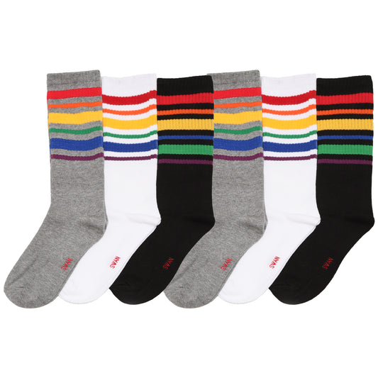 Angelina Rainbow Crew Socks (6-Pairs), #2571