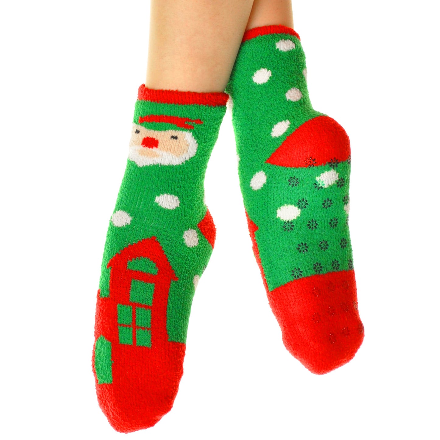 Angelina Double-Layer French Terry Cozy Socks w/ Non-Skid Bottom (12-Pairs), #WF1188