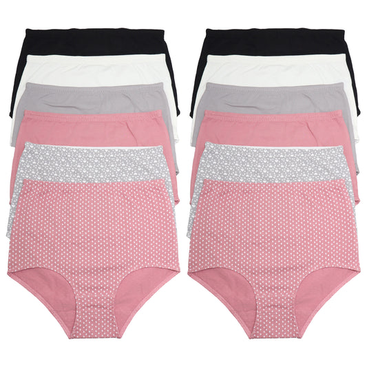 Angelina Cotton Classic High-Rise Briefs with Flower and Hearts Print (12-Pack), #G6728