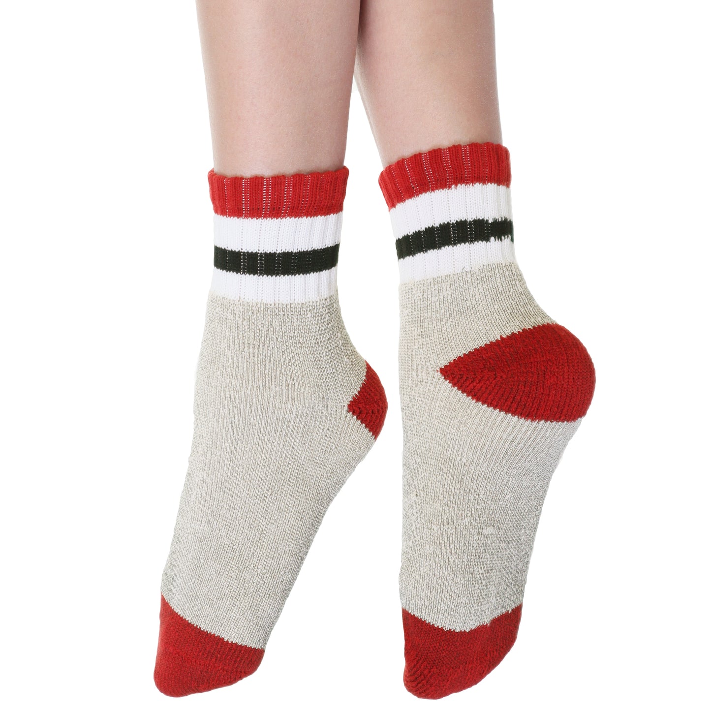 Angelina Unisex Quarter Socks with Striped Pattern Cuff (3-Pairs), #2563