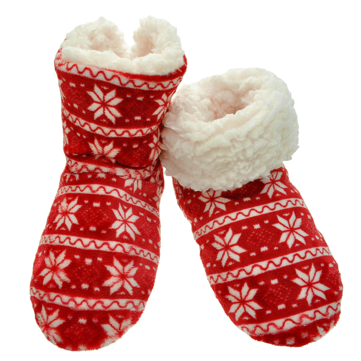 Angelina Fleece-Lined Plush Indoor Boots with Padded Rubber Sole (6-Pairs), #WF1182