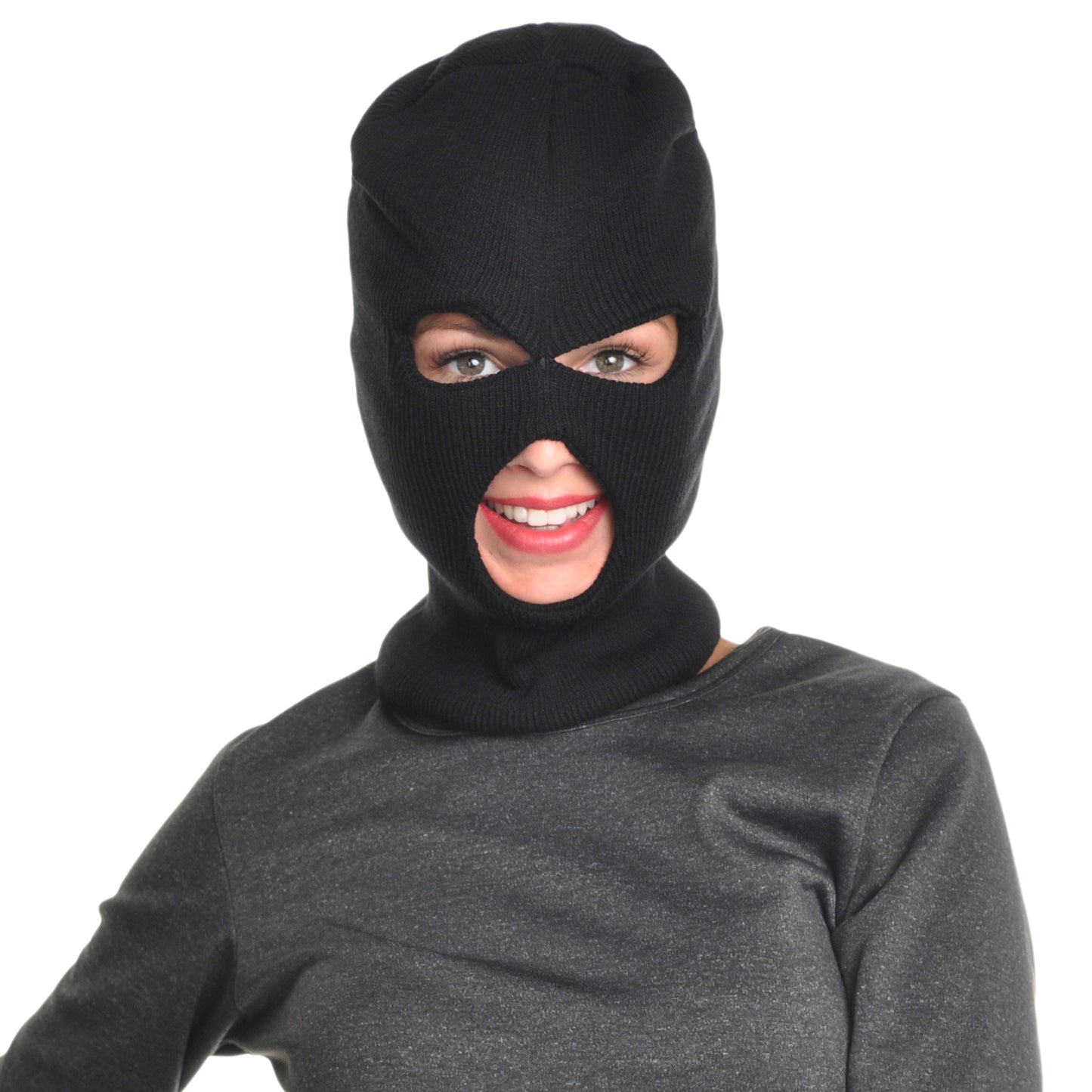 Angelina Winter Warmth Black Knitted Balaclava 3 Hole Ski Mask (12-Pack), #WH2040