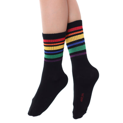 Angelina Rainbow Crew Socks (6-Pairs), #2571