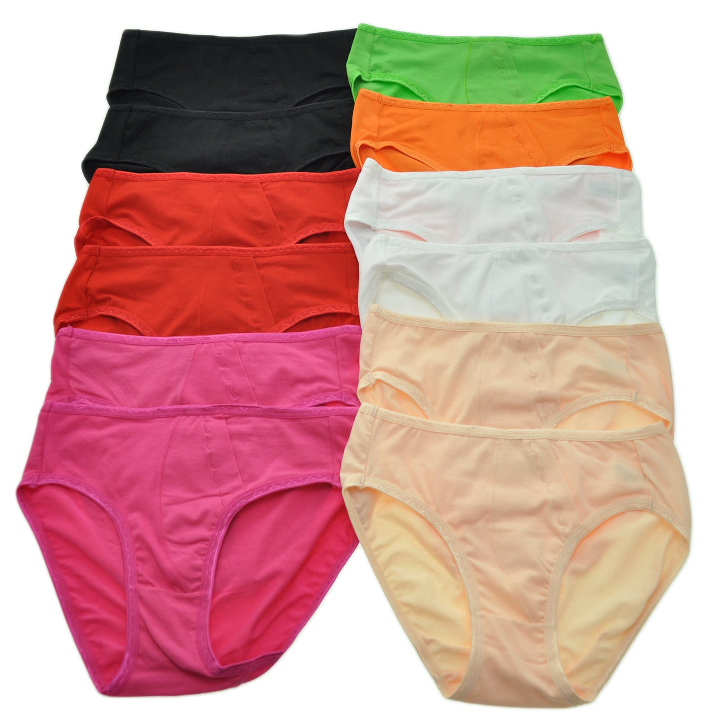 Angelina Cotton Small Hidden Pocket Bikini Panties (12-Pack)