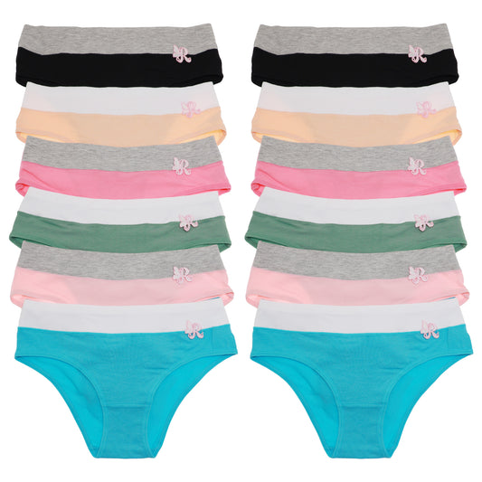 Angelina Cotton Bikini Panties with Embroidered Detail (12-Pack), #G6799