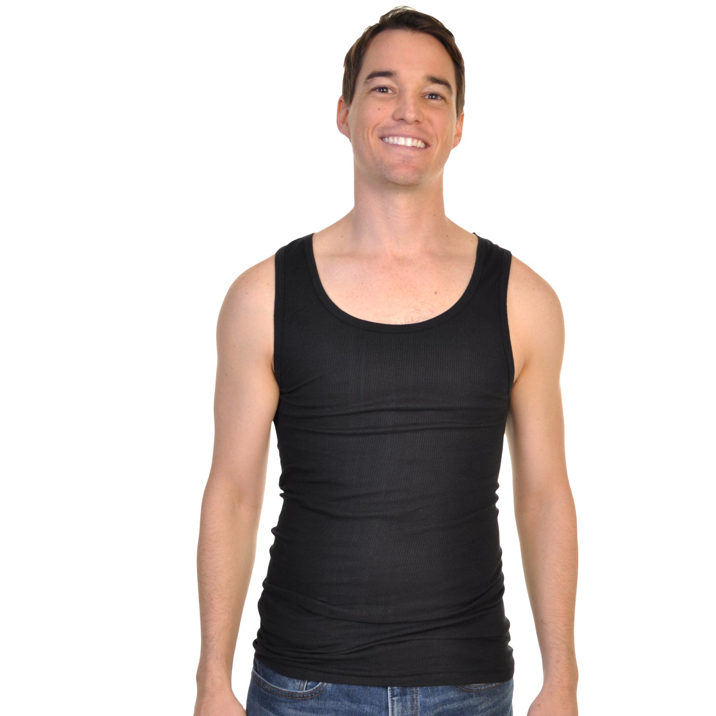 Swan Color Ribbed Slim Fit Basic A-Shirts Tank Top (12-Pack), #6401