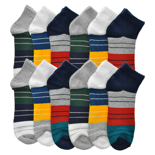 Assorted Prints Unisex Low Cut Trainer Socks (12-Pairs)