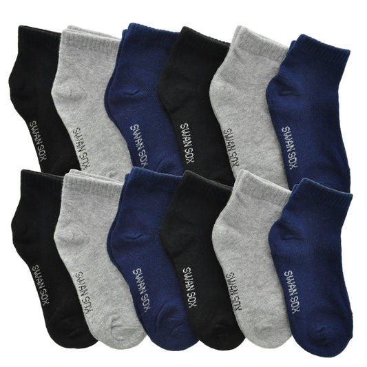 Assorted Plain Unisex Low Cut Trainer Socks (12-Pairs), #2305