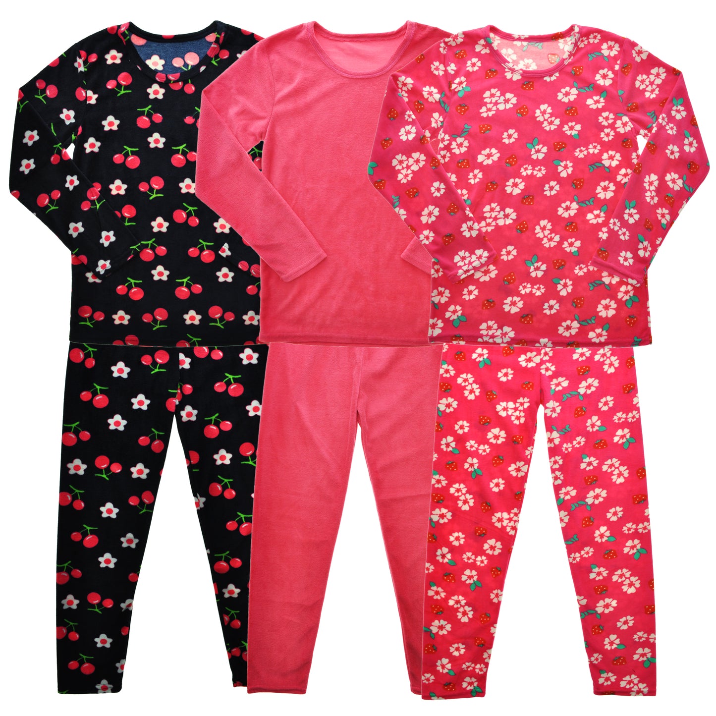 Angelina Girls Velvet Assorted Pattern Lounge Sets (3-Pack), #0041SET