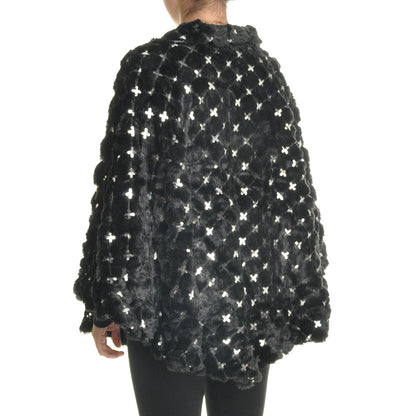 Angelina Oversized Faux Fur Poncho with Quilted Sequins (1-Pack), #WN08