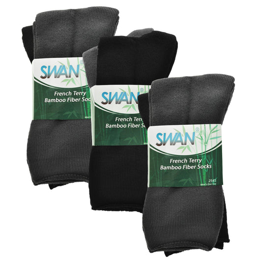 Swan Bamboo Fiber French Terry Socks (6-Pairs), #2545