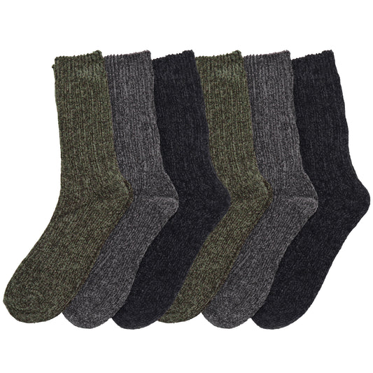 Angelina Unisex Cozy Chenille Plush Fuzzy Crew Socks (6-Pairs), #2561