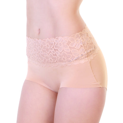 Angelina Laser Cut High-Rise Briefs with Lace Front Waistband Detail (12-Pack), #G6772