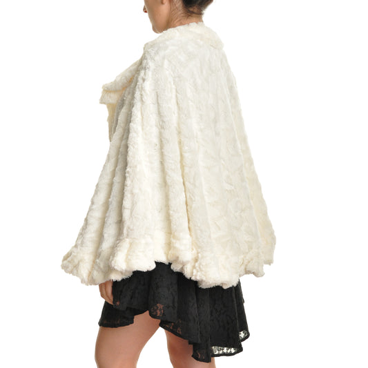 Angelina Oversized Faux Fur Poncho, Rose Pattern, Round (1-Pack), #WN04