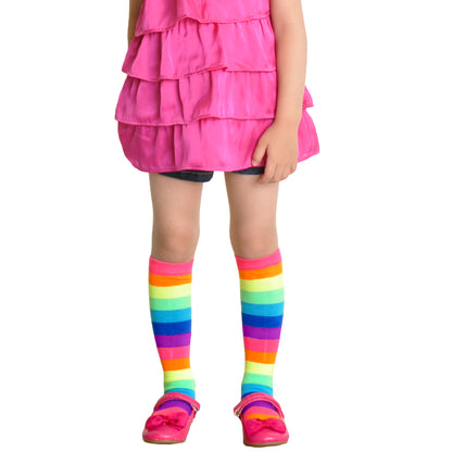 Angelina Rainbow Striped Knee-High Socks (6-Pairs), #2540