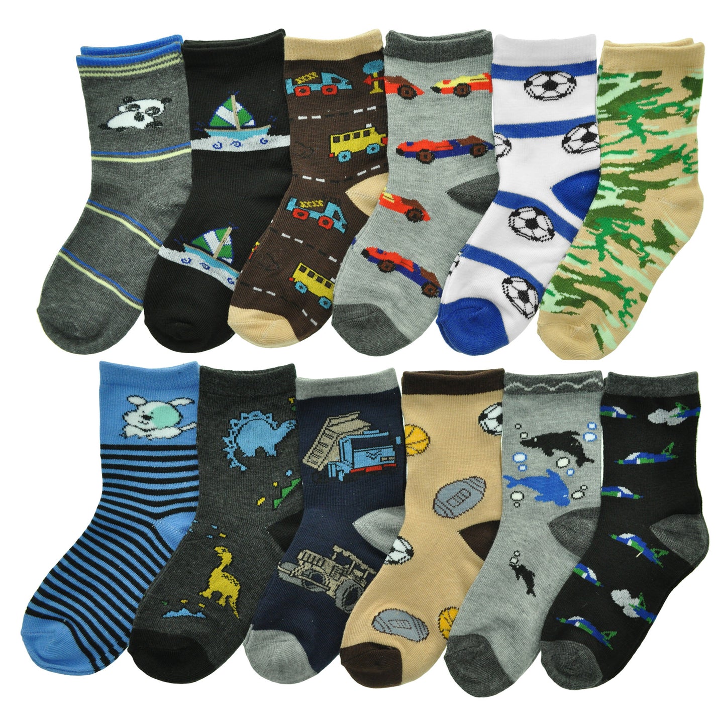 Maria Rosa Kid's Novelty Crew Socks (12-Pairs), #357