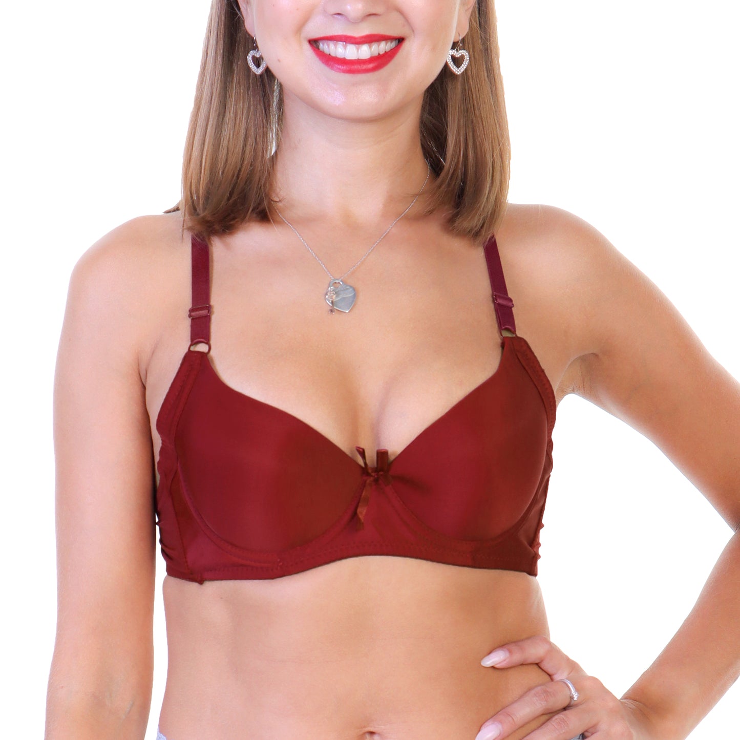 Angelina Wired Padded T-Shirt Bras with Wide Wings (6-Pack), #B290