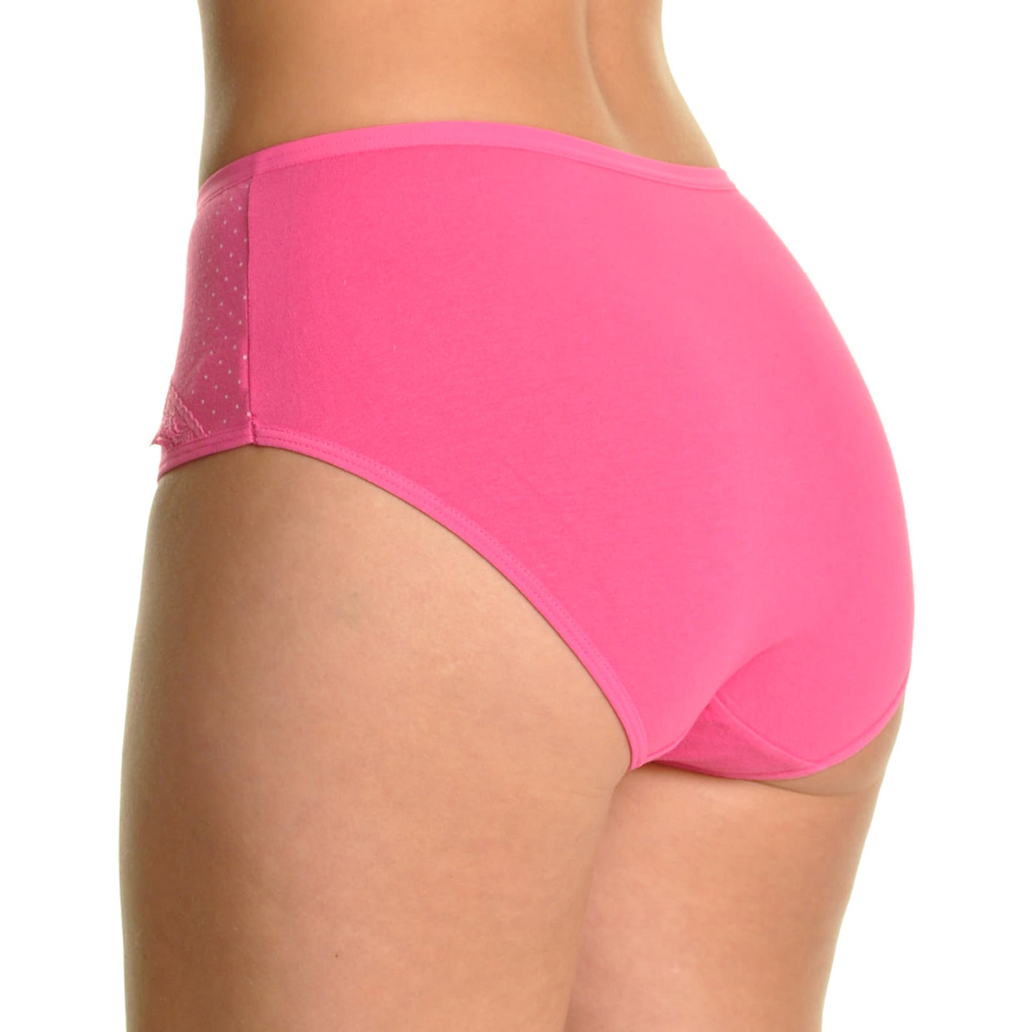 Angelina Cotton Mini Polka-Dot Lace Lined Hiphugger Panties (12-Pack), #G1016