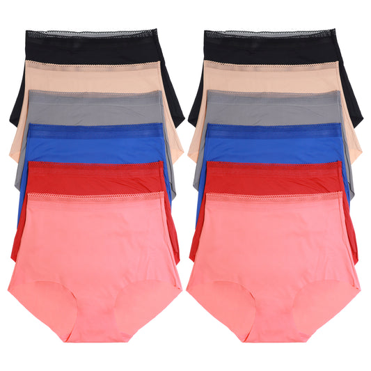 Angelina Laser Cut High-Rise Briefs with Lace Trim Waistband (12-Pack), #G6773