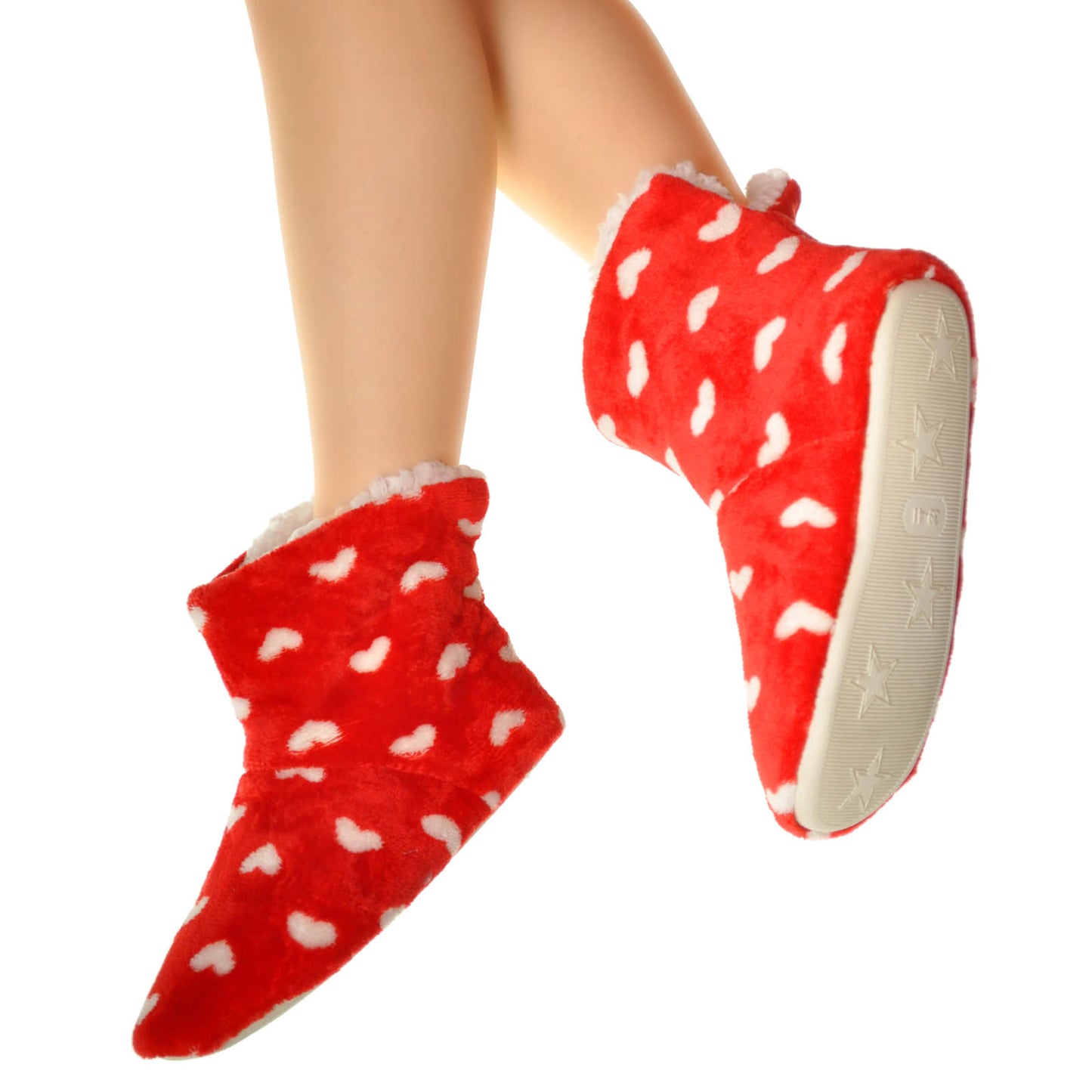 Angelina Fleece-Lined Plush Indoor Boots with Padded Rubber Sole (6-Pairs), #WF1186