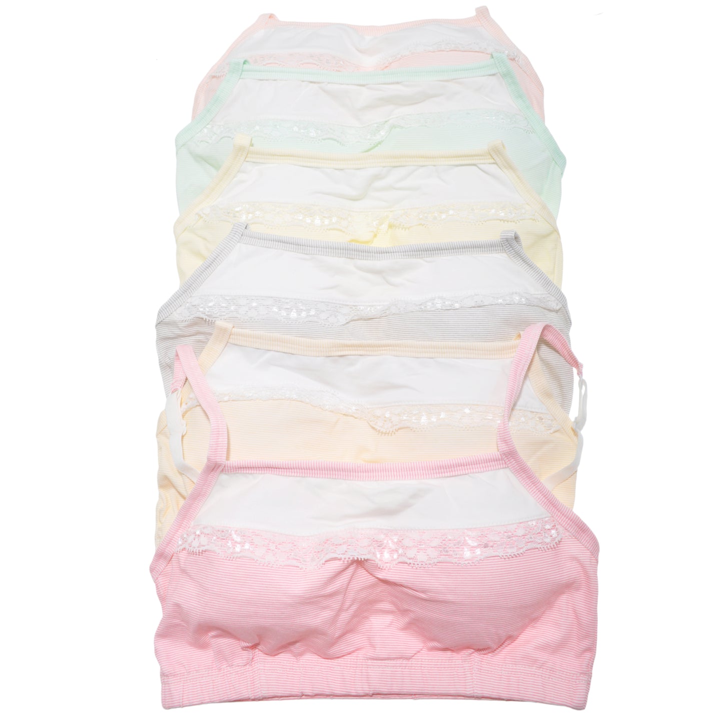 Angelina Girl's Wire-free Cotton Training Bra with Lace Detail (6-Pack), #B115A