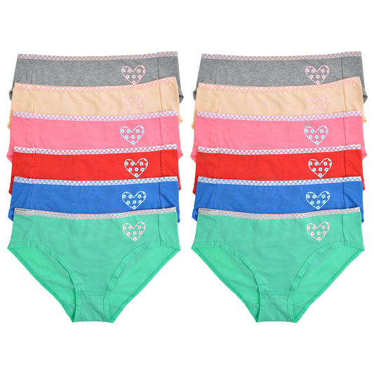 Angelina Cotton Bikini Panties with Heart Print Detail (6 or 12 Pack), #G6262