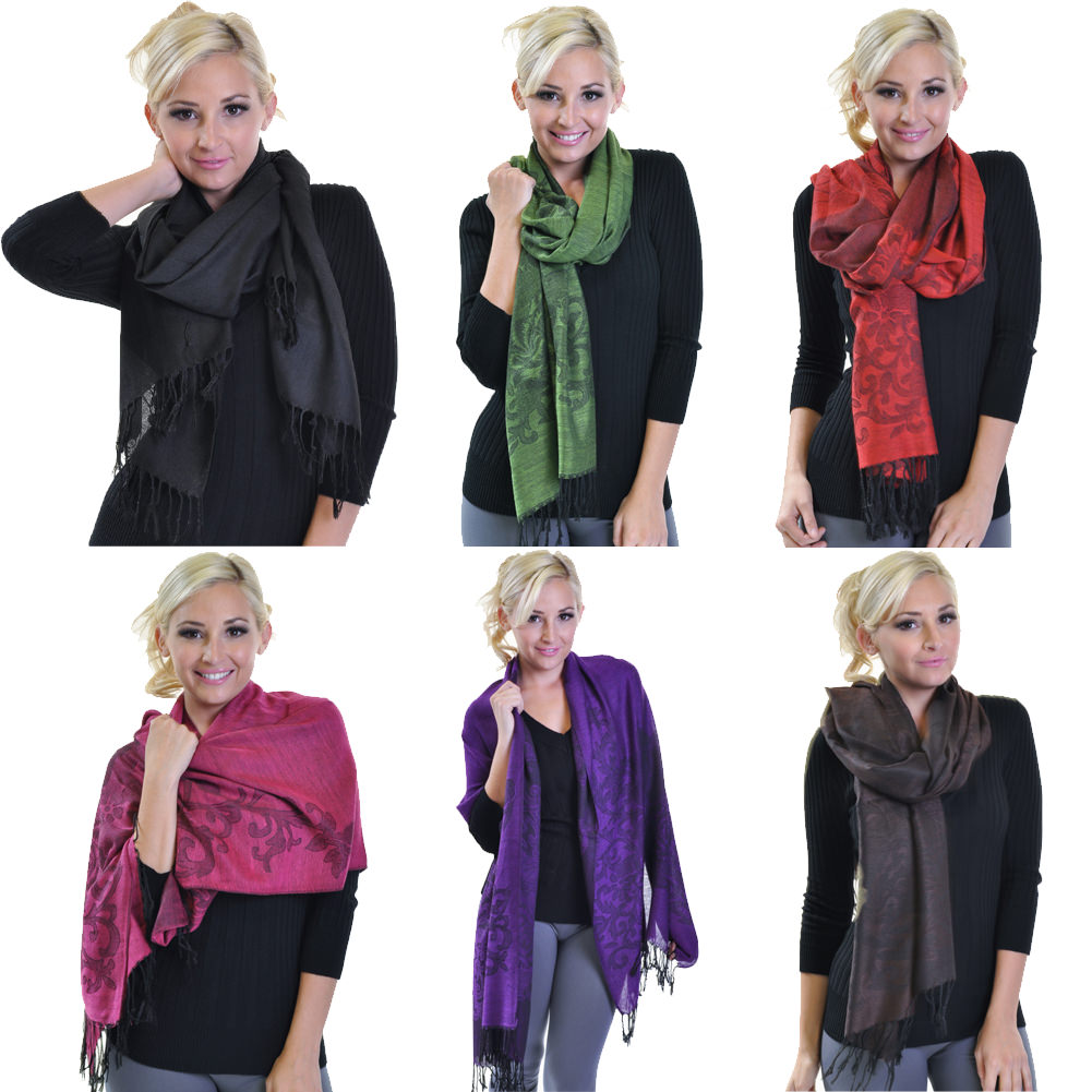 Angelina Pashmina Wild Rosa Light Weight Scarf (12-Pack)