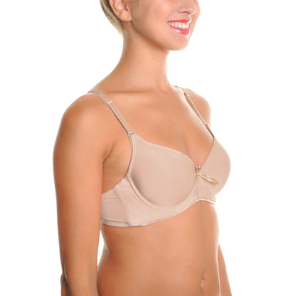 Angelina Wired A Cup T-Shirt Bras with Adjustable Convertible Straps (6-Pack), #B967A