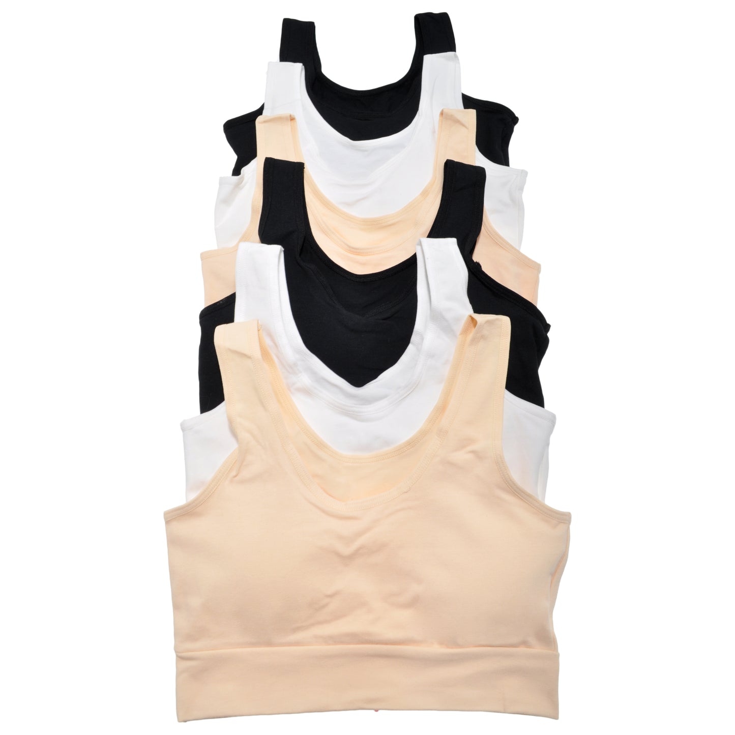 Angelina Girls Basic Wide Straps Wireless Training Bras (6-Pack), #B998A