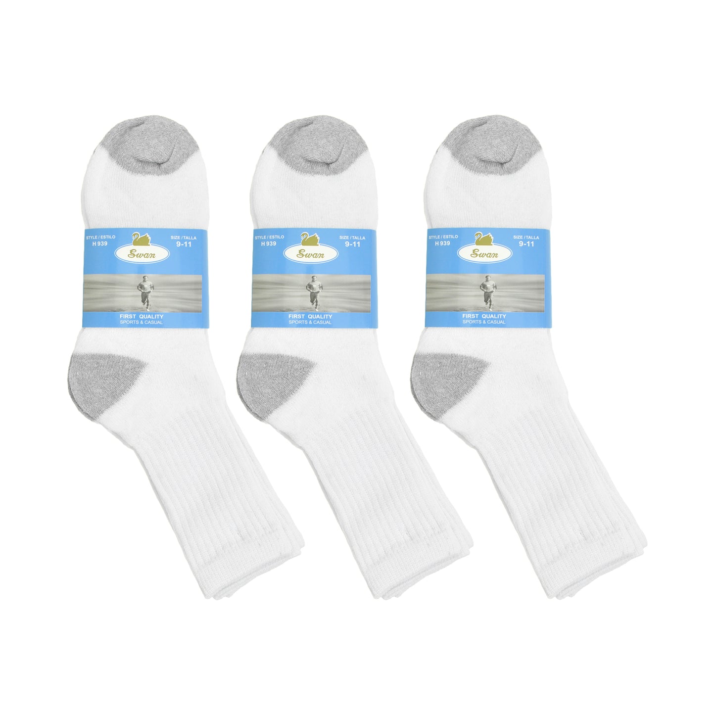 Swan Unisex Sports Socks (12-Pairs), #H939