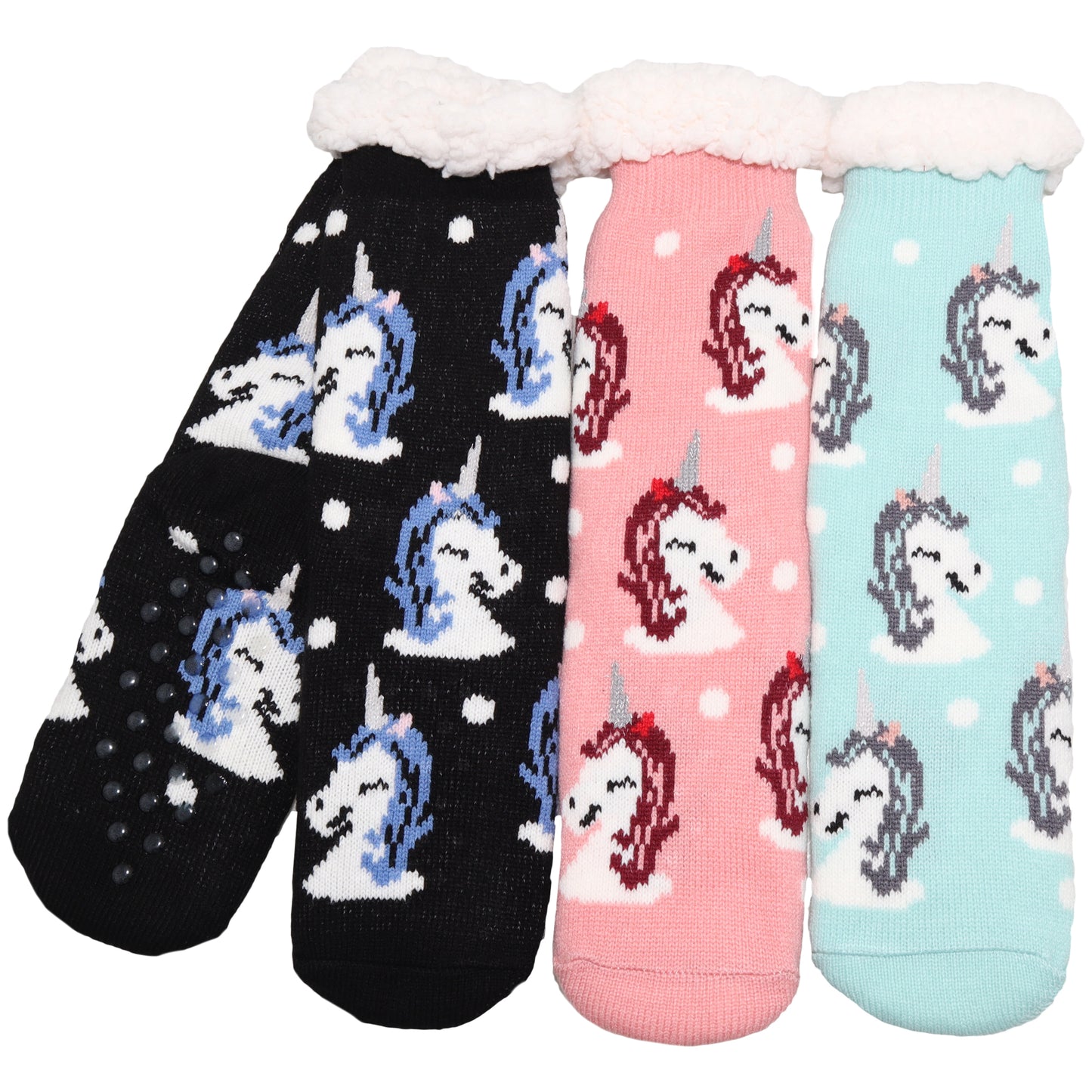 Angelina Kids Winter-Weight Sherpa-Lined Knitted Thermal Crew Socks (3-Pairs)
