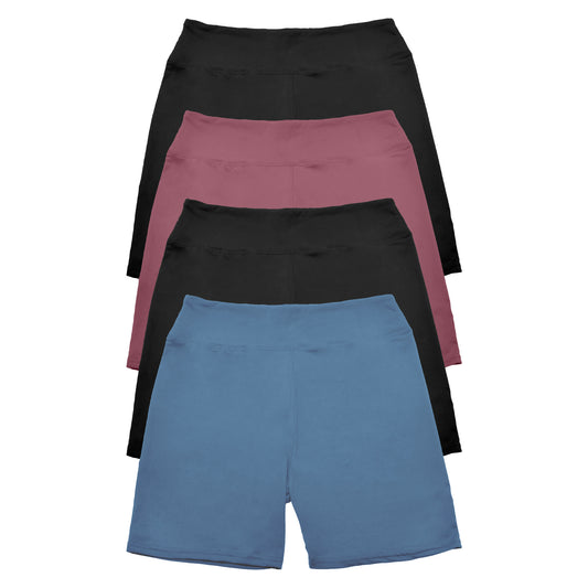 Angelina Women's Microfiber High Waist Biker Shorts (4-Pack), #133