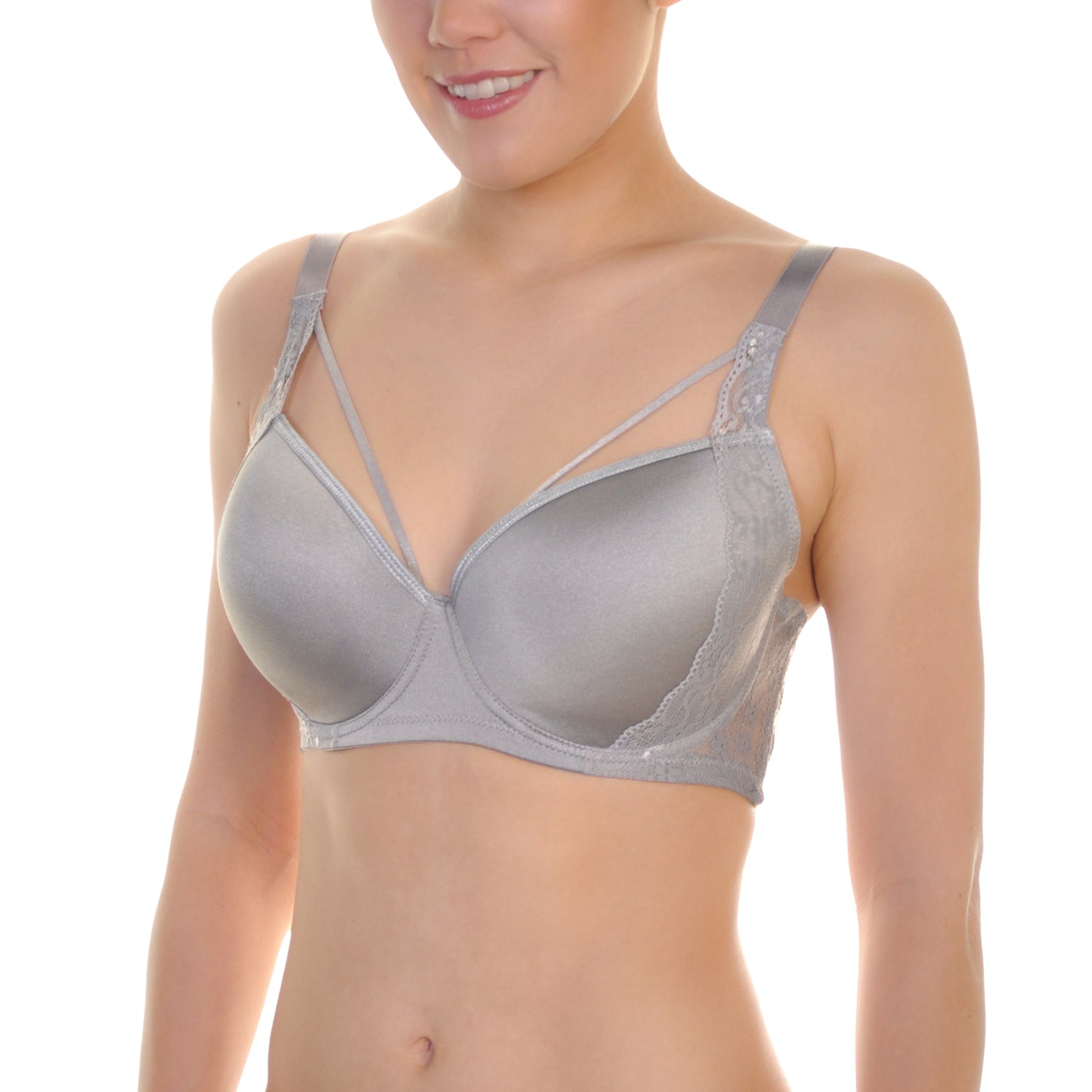 Angelina Wired Padded Extended Size Bras with Lace Accent (6-Pack), #B206