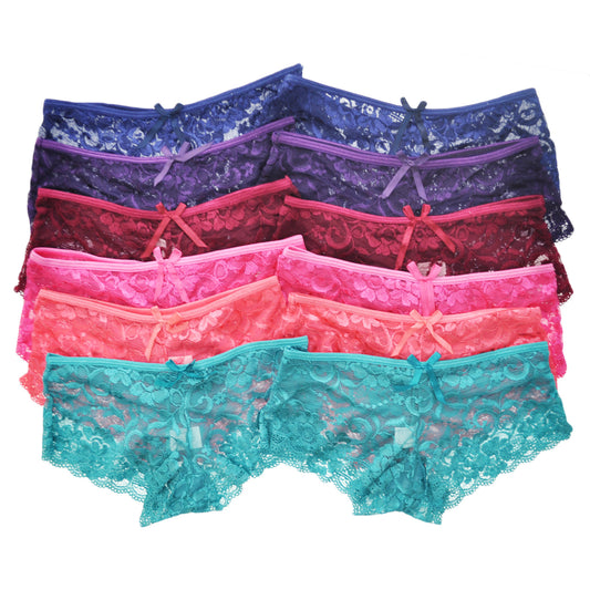 Angelina Floral Embroidered Cheeky Hiphugger (12-Pack), #B566