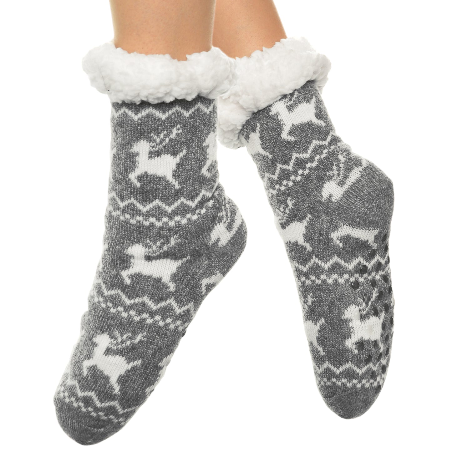 Angelina Winter-Weight Sherpa-Lined Knitted Thermal Crew Socks (3-Pairs), #WF1911