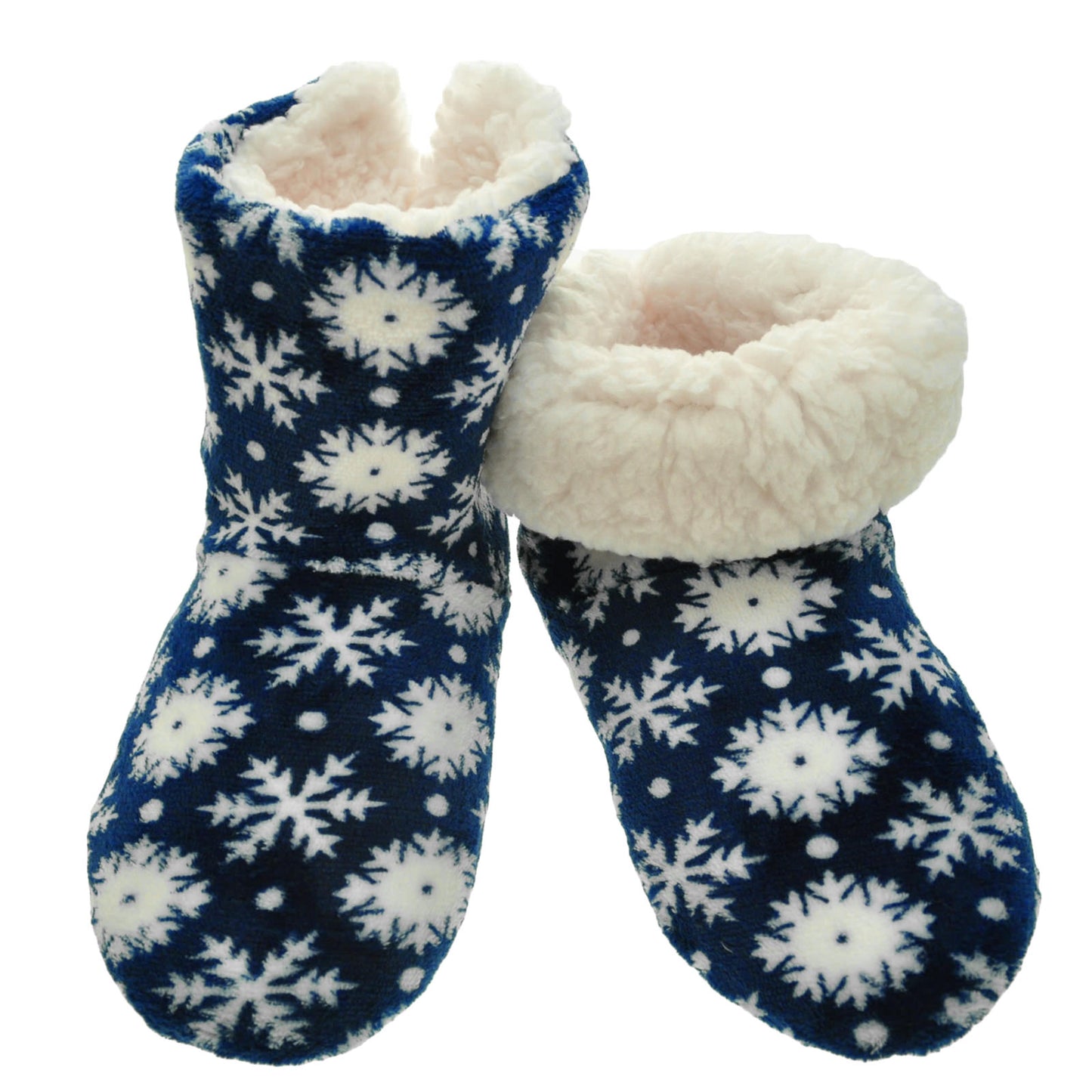 Angelina Fleece-Lined Plush Indoor Boots with Padded Rubber Sole (6-Pairs), #WF1183