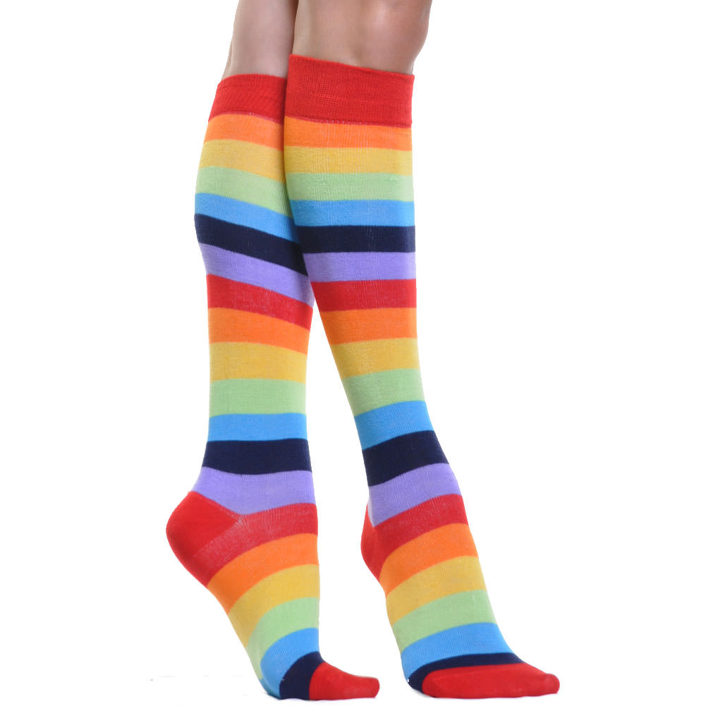 Angelina Rainbow Striped Knee-High Socks (6-Pairs), #2540