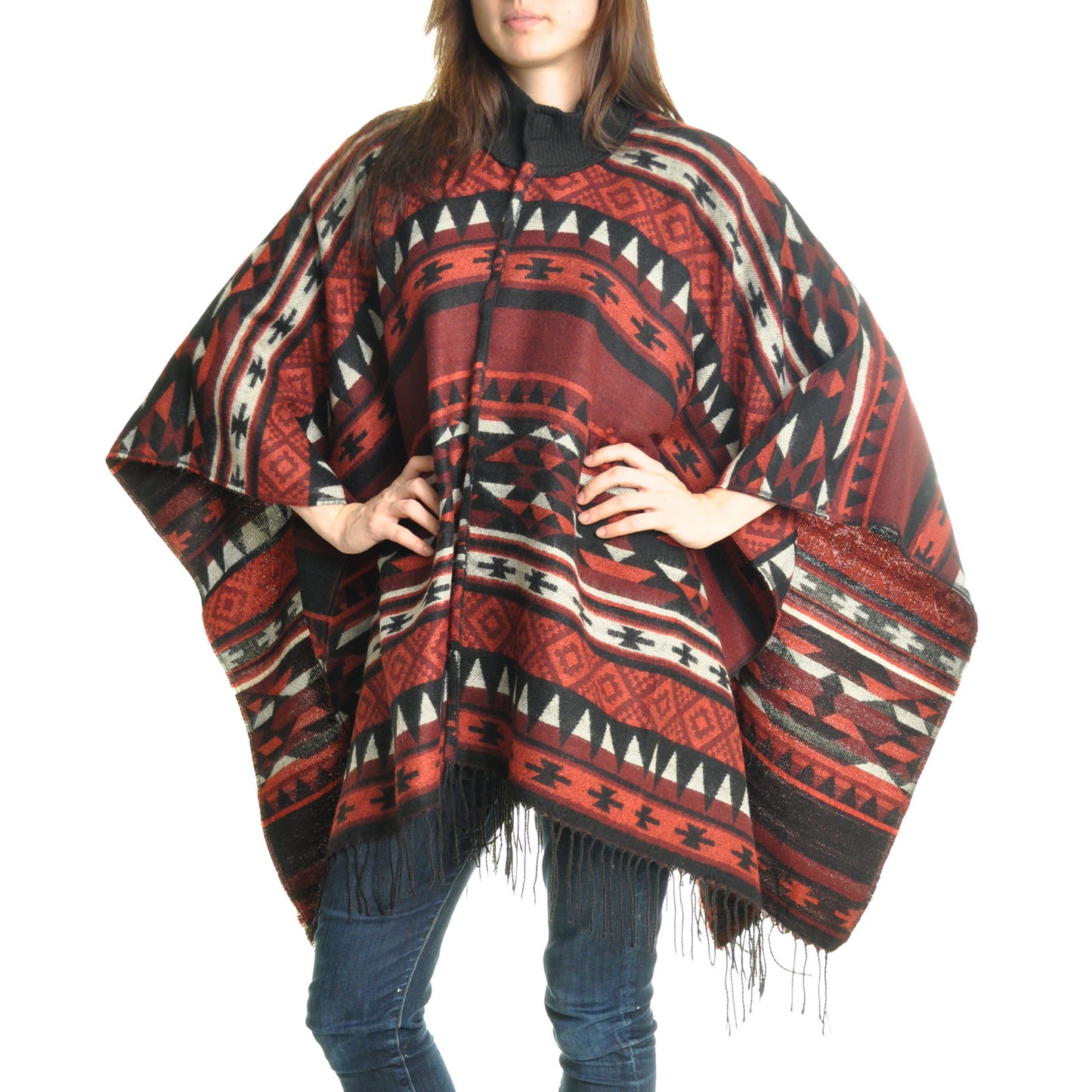 Angelina Soft Woven Southwestern Print Fringe Blanket Ponchos (12-Pack), #WINTER_BLANKET_PON