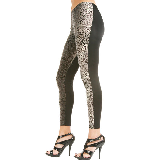 Angelina Leopard and Black Patterned Mid-Rise Leggings (1-Pack), #L09026